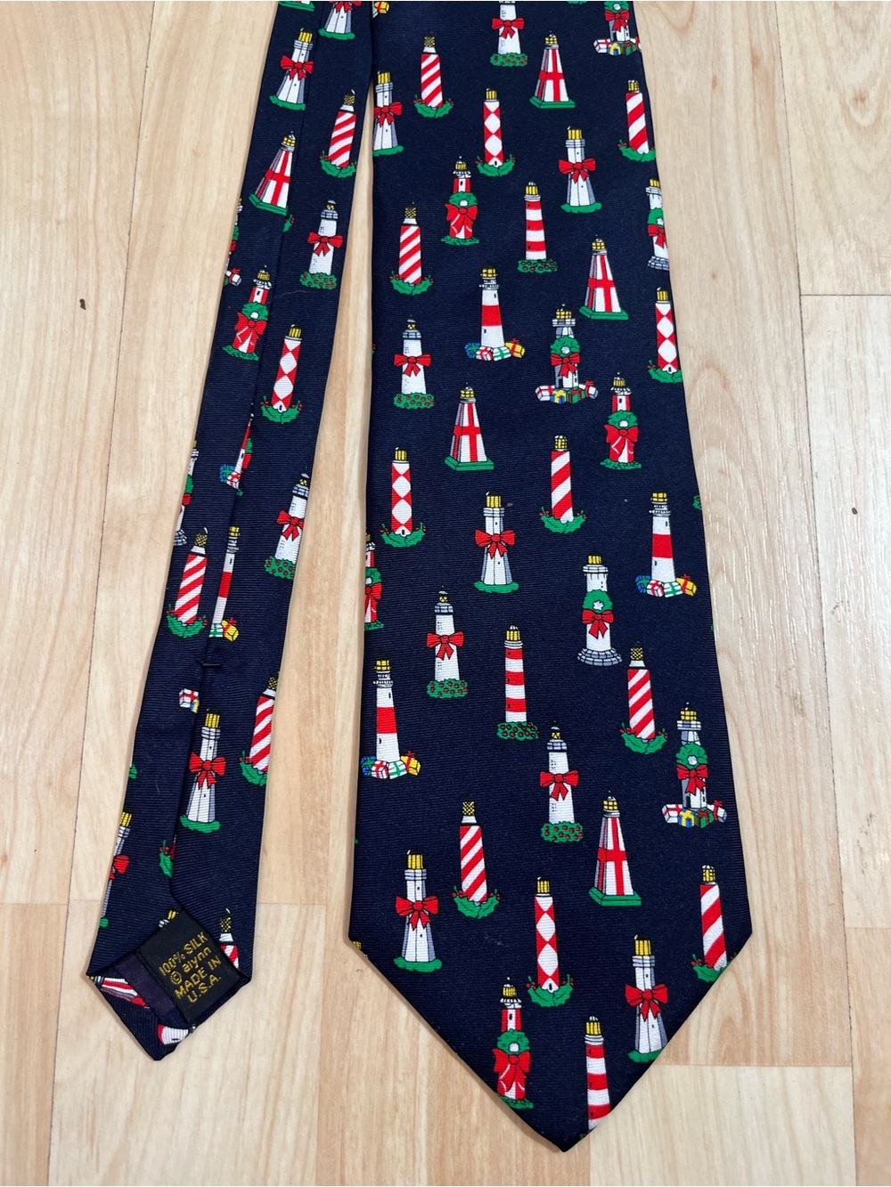 ALYNN Neckwear "Christmas Lights" by Eric Hulch Lighthouses~ Silk